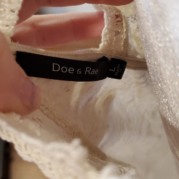 Doe & Rae Boho Cream Lace Tunic Cold Shoulder Top - Picture 3 of 3